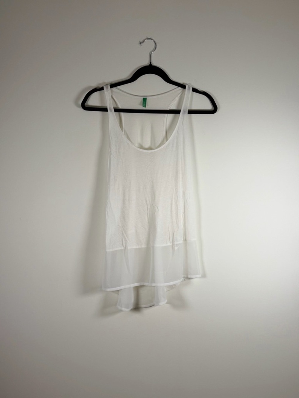 United Colors Of Benetton White Layered Chiffon Hem Tank